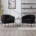 thumbnail image 2 of Newest Chenille Accent Chair, Channel Tufted Barrel Chair with Pocket Spring Seat & Metal Legs, Vanity Lounge Chair,Black, 2 of 12