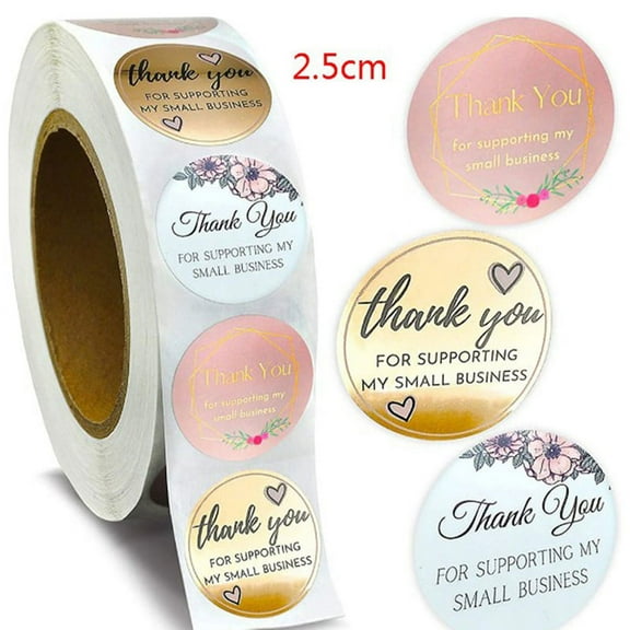 500pcs/roll Thank You Stickers Sealing Labels Adhesive Round Paper Baking Stickers