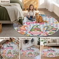 thumbnail image 5 of Spring Gnomes Round Area Rug 8Ft Washable Large Circle Rugs for Living Room Dorm, Farmhhouse Floral Botanical Blue Plaid Non-Slip Carpet Floor Mats Indoor Outdoor Carpet Runner Aesthetic Home Decor, 5 of 8