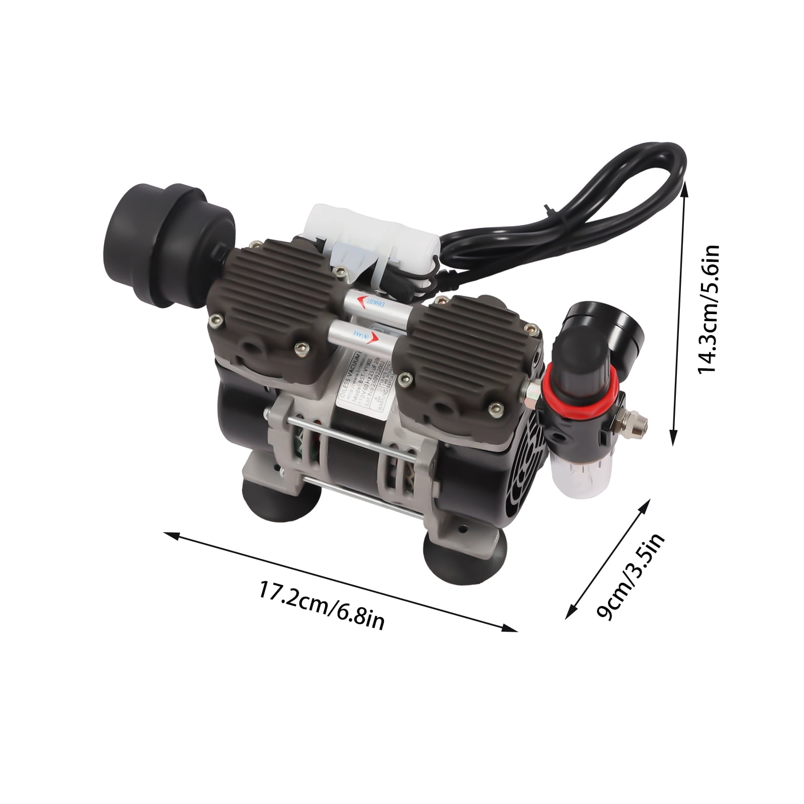 Miumaeov Lab Diaphragm Vacuum Pump, Oil Free Oilless Medical Pump, 95Kpa Air Pump with Air Filter (200W)