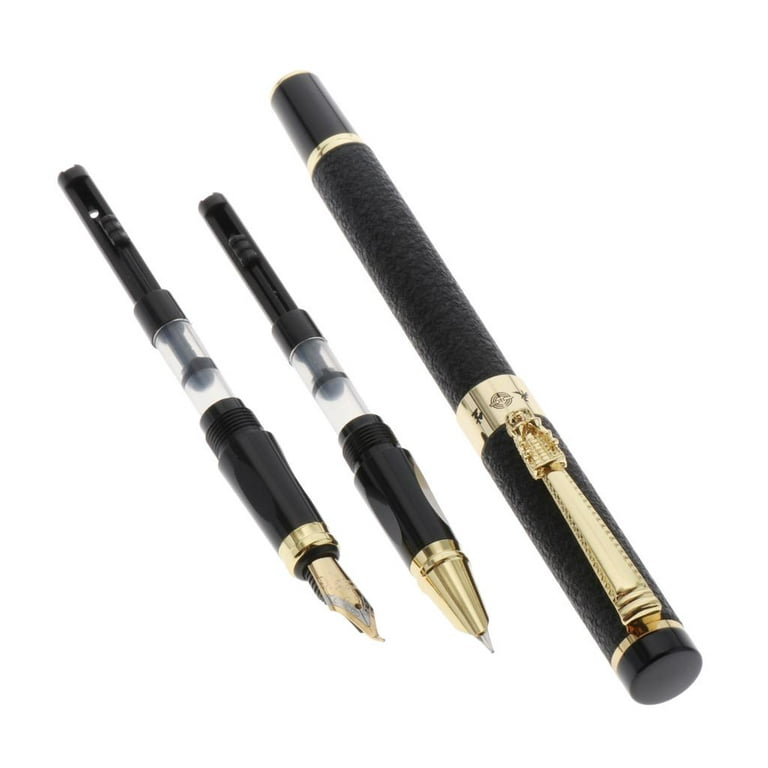 Wordsworth & Black Fountain Pen, Medium Nib Ink Pen, Black Chrome -  Refillable, Calligraphy 
