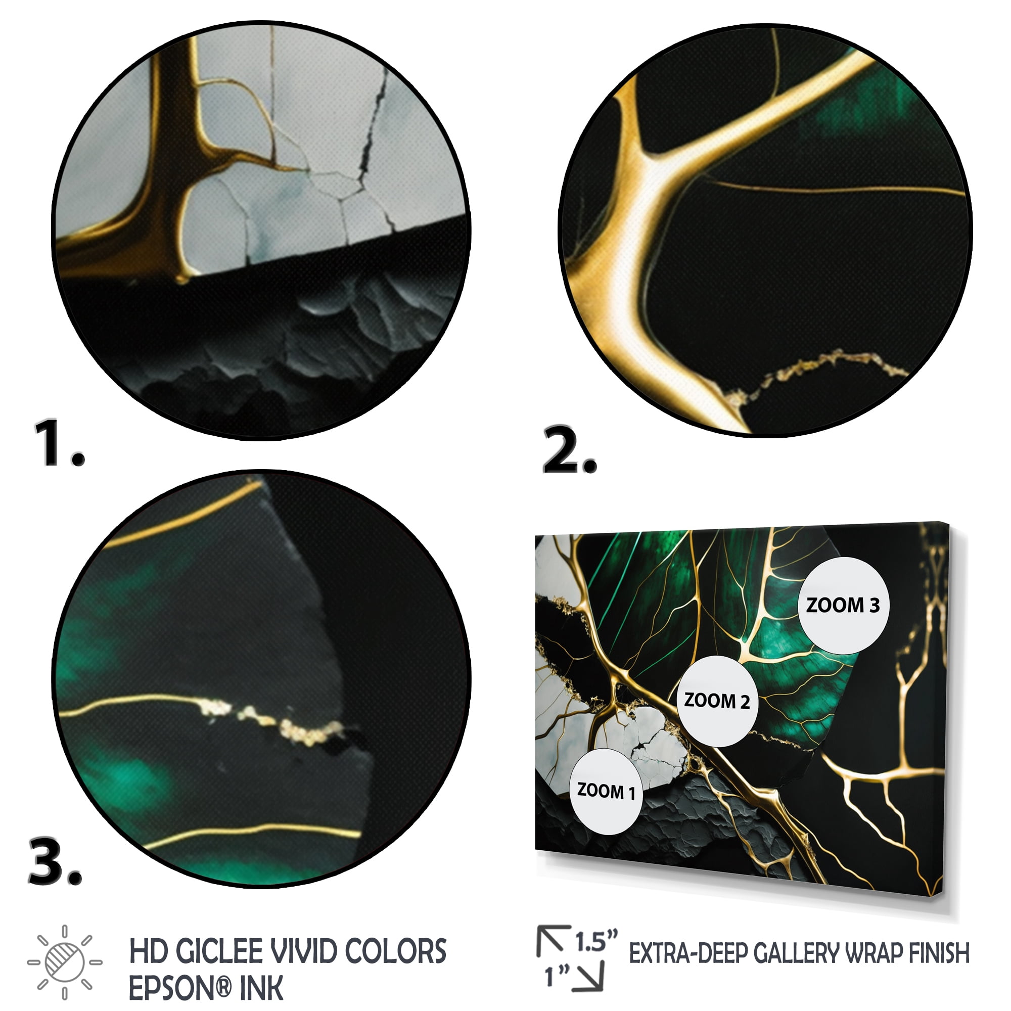 Designart Abstract Geode Gold II Canvas Wall Art