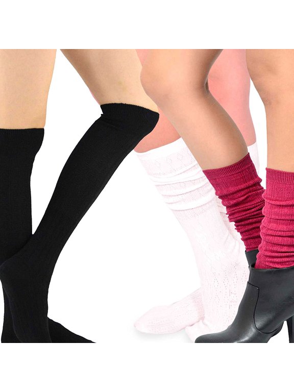 Teehee Women's Fashion Pointelle Cotton Knee High Socks - 3 Pairs Pack (Love Combo)