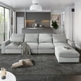 thumbnail image 1 of Holaki 5 Seat Large L-Shape Feather Filled Sectional Sofa, Convertible Sofa Couch with Reversible Chaise for Living Room, Light Gray, 1 of 14