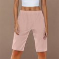 thumbnail image 4 of RYRJJ Bermuda Shorts for Women Knee Length Elastic Waist Drawstring Loose Wide Leg Shorts Summer Casual Beach Short Pants with Pockets(Pink,XXL), 4 of 9