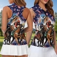 thumbnail image 5 of Aplkyhs Matching Golf Shirts for Couple USA Horse Racing Lightweight Golf Tank Top for Women for Casual Wear Soft and Comfortable Moisture Wicking for Yoga or Daily Wear, 5 of 6