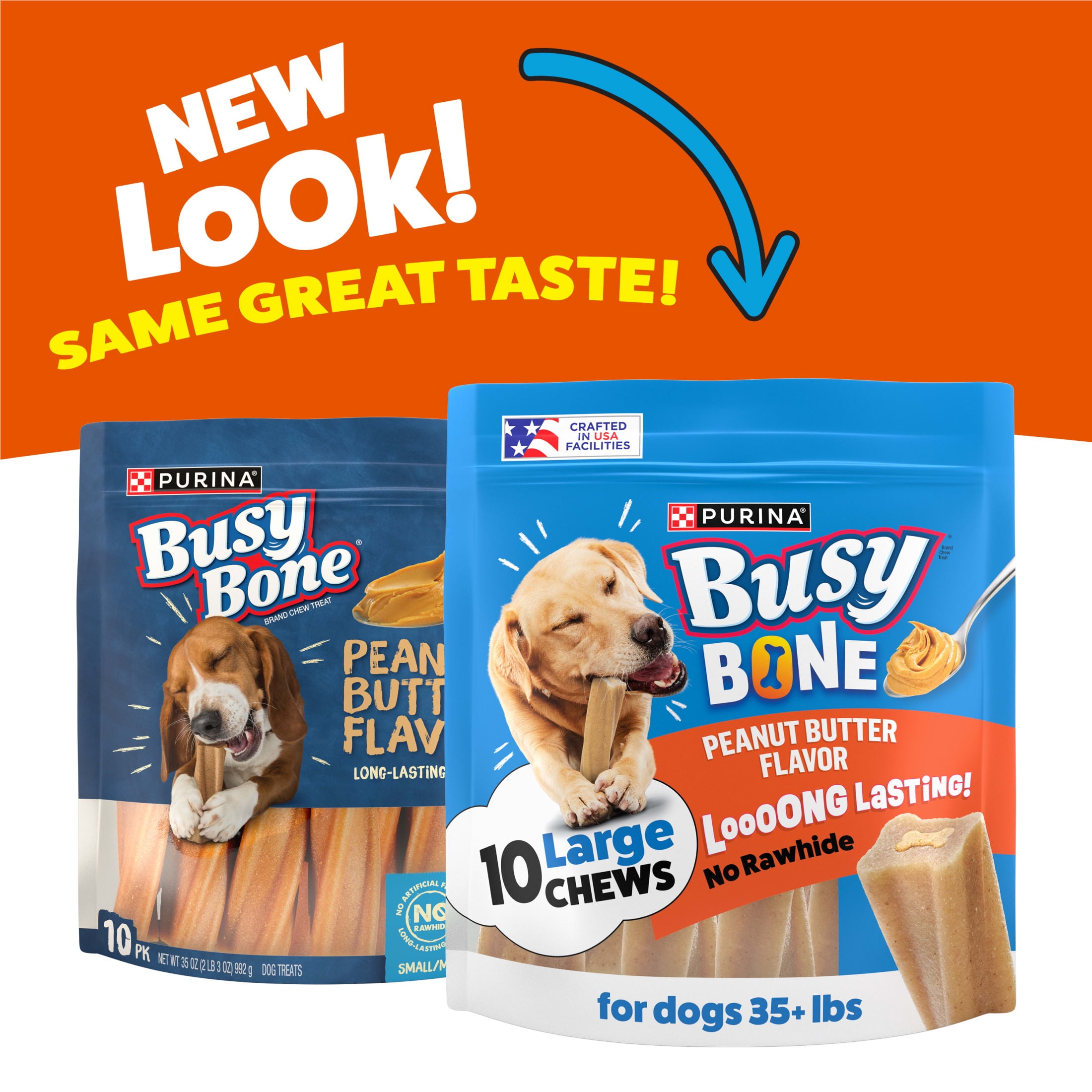 (8 pack) Purina Busy Bone Dog Treats, Peanut Butter Flavor Long-Lasting Chews for Small & Medium Dogs, 35 oz Pouch