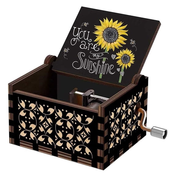 YIFAEUX Rotary Handle Wooden Music Box You Are My Sunshine Mini Mechanical Musical Box Desktop Decoration Girlfriend Boyfriend Wife Husband Birthday Wedding Anniversary Gift
