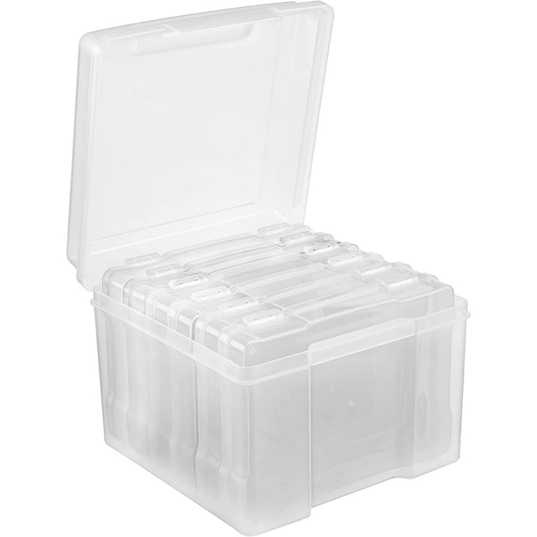 WOVTE Photo Storage Boxes 7x5 Photograph Organiser - 600 Photo Capacity. 6  Clip Lock Cases - Acid Free Protects Photos from UV Light, Dust, Spills,  Insects, Clear 