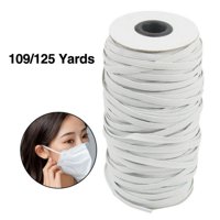 105 Yard/Roll Length Braided Elastic Band Cord Knit Band Sewing 1/4 inch Width - White/Black