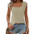 thumbnail image 5 of ECZHAW Women Summer Tops Cute Square Neck Tank Tops Loose Dressy Casual Shirts Cap Sleeve Tunic Tops,, 5 of 7