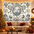 thumbnail image 3 of Sailing Ship in Choppy Seas with Celestial Tools, Adventurous Vintage for Ocean Lovers, Maritime Wall Art, Housewarming Gift, Tapestry Wall Hanging for Study Room and Den, 3 of 7