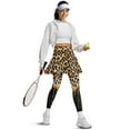 thumbnail image 4 of FUIALDOLG Brown Cheetah Animal Skin Skirt with Leggings for Women Skirted Capri Tennis Leggings Lady High Waisted Winter Yoga Pants with Pocket,Size S, 4 of 7