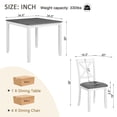 thumbnail image 4 of GZXS 5-Piece Dining Table Set for 4, Solid Wood Frame Square Table with MDF Birch Veneer Top, 4 Upholstered Chairs with X-Back and Linen Padded Seat, Space-Saving Design, White & Gray, 4 of 9