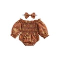 thumbnail image 1 of Bagilaanoe Newborn Baby Girl Rompers Cartoon Print Long Sleeve Bodysuit + Headband 3M 6M 12M 18M Infant Fall One Piece Jumpsuit, 1 of 8