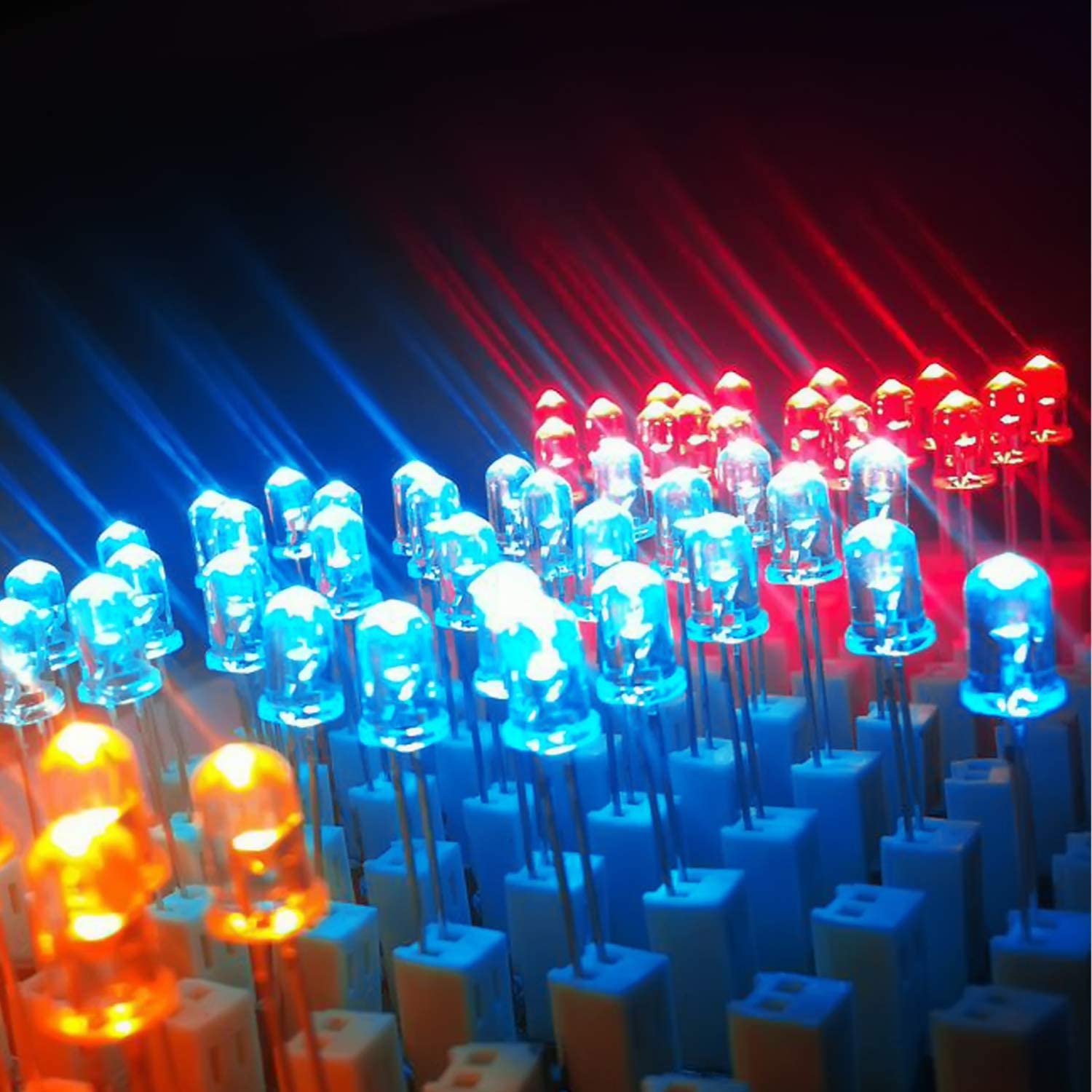 100 Pcs 5mm Blue LED Diode Lights - Clear Transparent Diodes LEDs Bulb - image 3 of 7