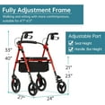 thumbnail image 4 of Elenker Mobility Rollator Walker with 10" Wheels, Adjustable Seat and Arms, Red, 4 of 6
