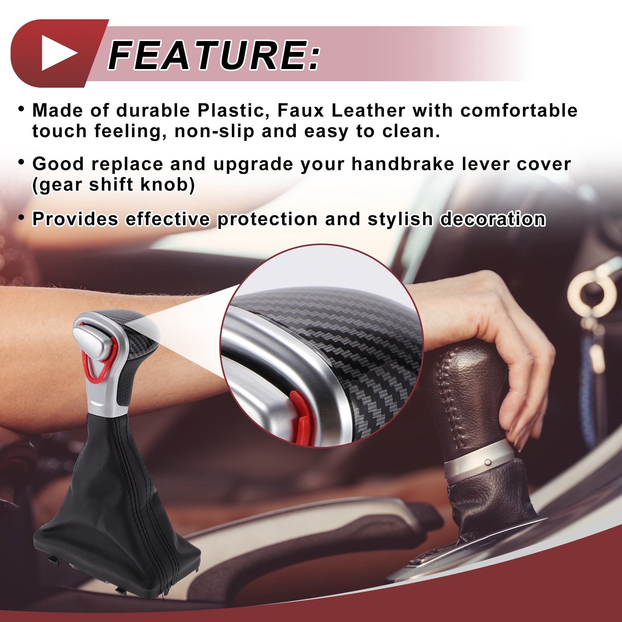 Unique Bargains Gear Shift Knob with Cover Automatic Stick Shifter Knob for Audi A5 Quattro 2008-2016 Faux Leather Black