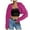 Hot Pink, variant on Women's Long Sleeve Knit Cardigan with Climbing Buckle Casual Lightweight Batwing Sleeve Vertical Stripe Sweater Jacket Silver,S