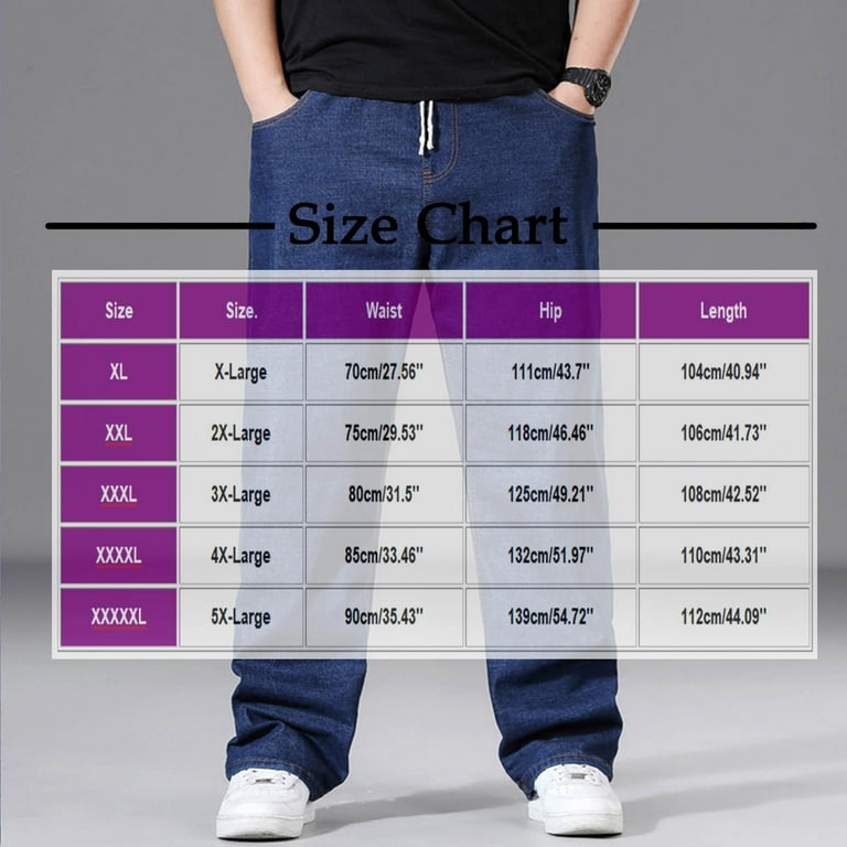 USNSM (XL-5XL) Plus Size Baggy Jeans for Men Elastic Waist Pull On