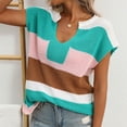 thumbnail image 2 of SELONE Women's Sleeveless Sweater Vest Summer V Neck Knitted Tank Tops Stripes Shirt Vacation Clothes Green XL, 2 of 6