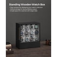 thumbnail image 3 of 12-Slot Watch Box, Watch Display Case Wood Cabinet with Velvet Lining, Vertical Storage, Space Saving, Black, 3 of 5