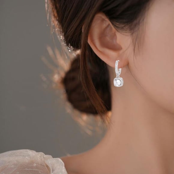 Trendy Hypoallergenic Dangle Earrings Wedding Earrings Jewelry for Brides Fashion Square Moissanite Silver Earrings Zirconia Studs Hypoallergenic Huggie Gold Hoops Earrings for Women Jewelry