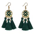 thumbnail image 1 of Pendientes bohemios, pendientes colgantes redondos con flecos para mujer - Accesorios trenzados hechos a mano Feliz Sencillez, 1 of 1