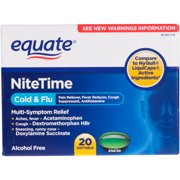 EEquate Multi- Symptom Cold/Flu Relief Nite Time, 20ct