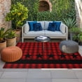 thumbnail image 2 of Red Black Plaid Outdoor Rug for Patio/Deck/Porch, Non-Slip Large Area Rug 4 x 6 Ft, Country Vintage Star Abstract Gingham Indoor Outdoor Rugs Washable Area Rugs, Reversible Camping Rug Carpet Runner, 2 of 8