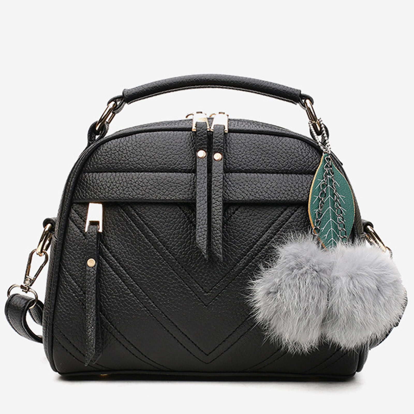off white furry bolsa