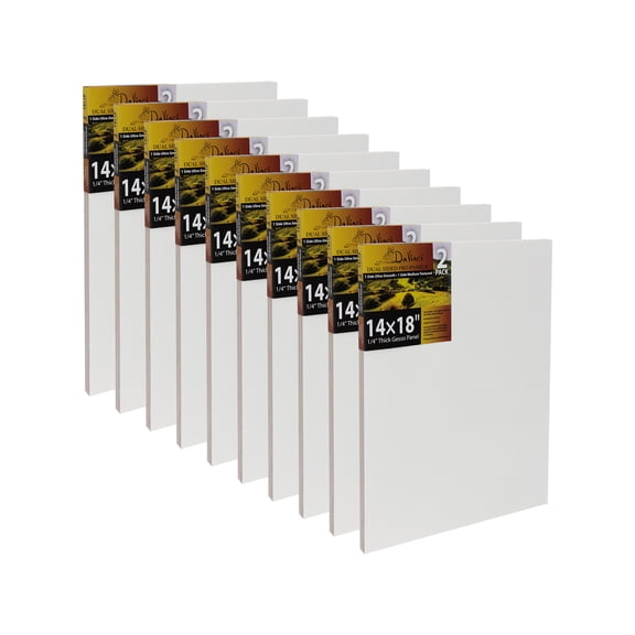 Jerry's Artarama Da Vinci Dual Sided Pro Panel Board - 20-Pack, 14x18" 6mm Deep Panels for Painting - Archival, Acid-Free Art Supplies - Ultra-Smooth & Medium Textured Paint Surfaces