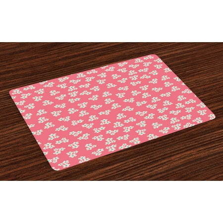 Country Home Placemats Set of 4 Cute Little Daisies Bouquets Girls Bedroom Desgin Freshness Pink Backdrop, Washable Fabric Place Mats for Dining Room Kitchen Table Decor,Teal Pink White, by Ambesonne