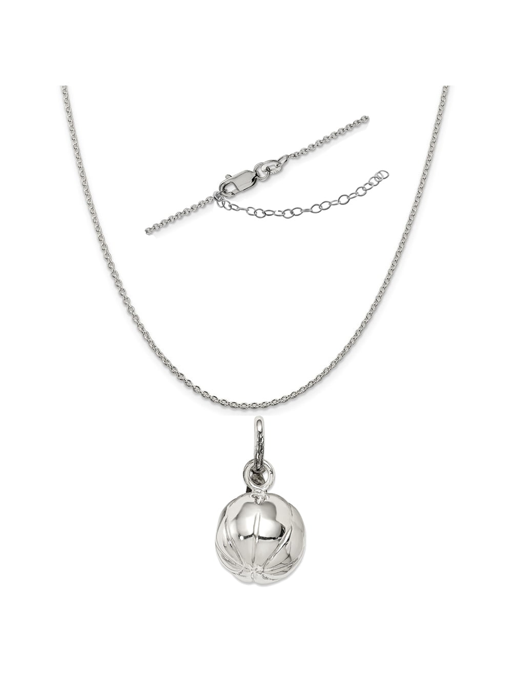 Sterling Silver Basketball Hoop Charm on an Adjustable Chain Necklace 2 Extender 18