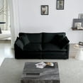 thumbnail image 2 of 76.7" Deep Seat Sectional Cloud Sofa Sleeper, 4 Seat Modular Couch Bed with 2 Ottomans & Soft Pillows, Modern Upholstered Loveseat Sofa for Living Room, Apartment, 2 of 9