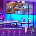 thumbnail image 6 of L-Shaped Desk with LED Lights & Hutch, Reversible Corner Computer Desk with Storage Shelves & Glass Cabinet, Writing Desk for Home Study, Rustic Brown, 6 of 9