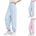 thumbnail image 4 of Girls Lightweight Hiking Joggers Tie Dye Ice Silk Parachute Pants Elastic Waist Waterproof Pants, 4 of 5