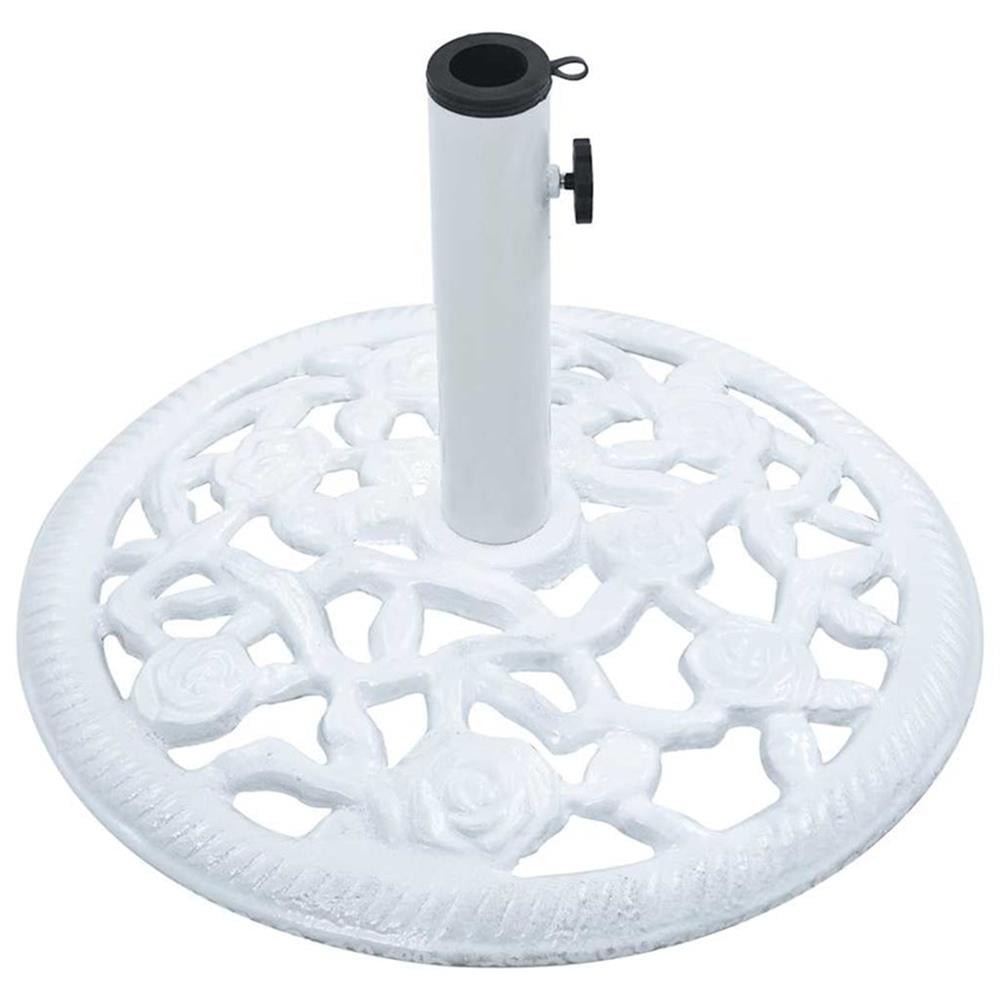 Pemberly Row Cast Iron Medium Decorative Inlays Umbrella Base in White