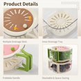 thumbnail image 3 of 2 PCS Fruit Washing Bowl with Strainer, Fruit Washing Basket with Lid & Folding Handles, Kitchen Draining Basket for Washing Storing, Fridge Keeper, Includes 8 Fruit Picks, 3 of 5