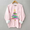 thumbnail image 2 of Pink Sweatshirts Women Christmas Outfits Crewneck Pullover Loose Long Sleeve Tops Xmas Tree Print Festive Clothes (XL, Pink 06), 2 of 6
