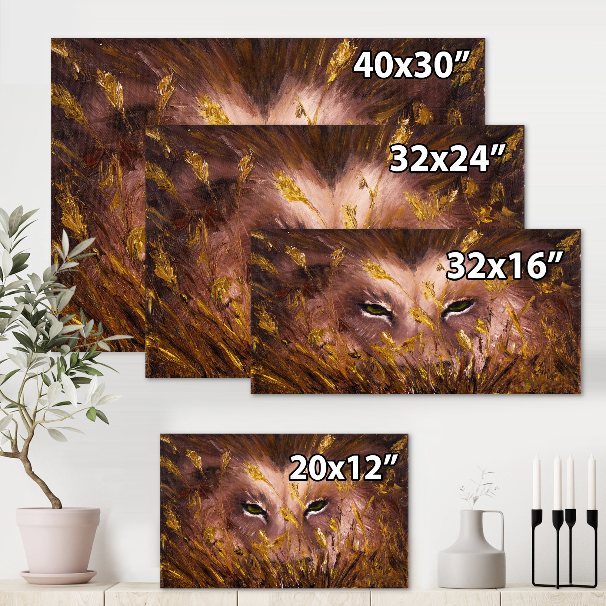 Designart ' Close Up Of Wolf Eyes In The Grass ' Farmhouse Canvas Wall Art Print