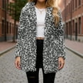 thumbnail image 2 of Xyxonk Women's Faux Fur Long Coat Leopard Long Sleeves Fall Thickened Coats Double-Sided Velvet Stand Collar Jacket with Pocket Fashion Plush Zipper Outwear,White L, 2 of 5
