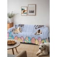 thumbnail image 6 of Blue Easter Couch Cover, Spring Cartoon Bunny Colorful Eggs Wood Grain Sofa Cover Blanket for 3 Cushion Couch, Sectional Sofa Slipcover Furniture Protector for Living Room Bedroom 71''x134'', 6 of 9