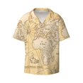 thumbnail image 3 of Balery World Map Men's Casual Button Down Shirt Short Sleeve Textured Summer Cuban Beach Shirts-4X-Large, 3 of 7