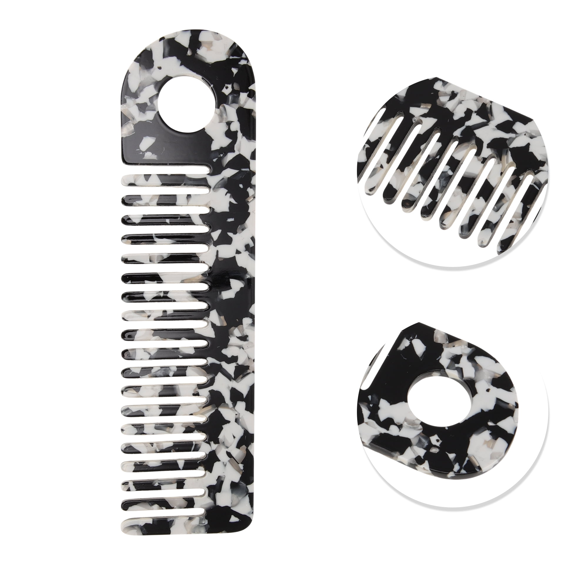 Unique Bargains 1 Pc Exquisite Marble Pattern Hair Comb for All Hair Types Black White