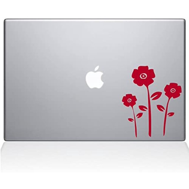 The Decal Guru Flowers MacBook Decal Vinyl Sticker - 15" MacBook Pro (2016 & Newer) - Red (1062-MAC-15X-DR)