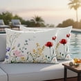 thumbnail image 4 of Spring Colorful Floral Outdoor Waterproof Pillow Covers, Farmhouse Watercolor Flowers Decorative Rectangle Throw Pillowcase Sofa Cushion Sham for Patio/Couch/Chair, 20"x12" 2 Pack, 4 of 8