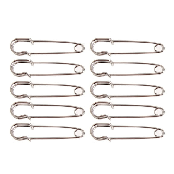 HeroNeo 10 Pcs/Set Silver Tone Safety Pins Large Strong Heavy Duty Pinning Findings DIY Sewing Tools for Clothes Crafts Sewing