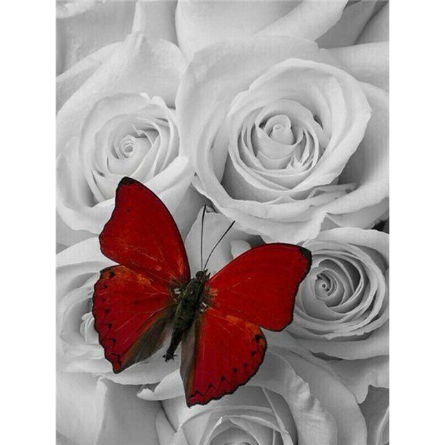 EverShine DIY Diamond Mosaic Flowers Cross Stitch Diamond Embroidery Rose Rhinestones Art Painting Black And Red Home DecorSquare Drill 45x60cm Gao Jinjia LED