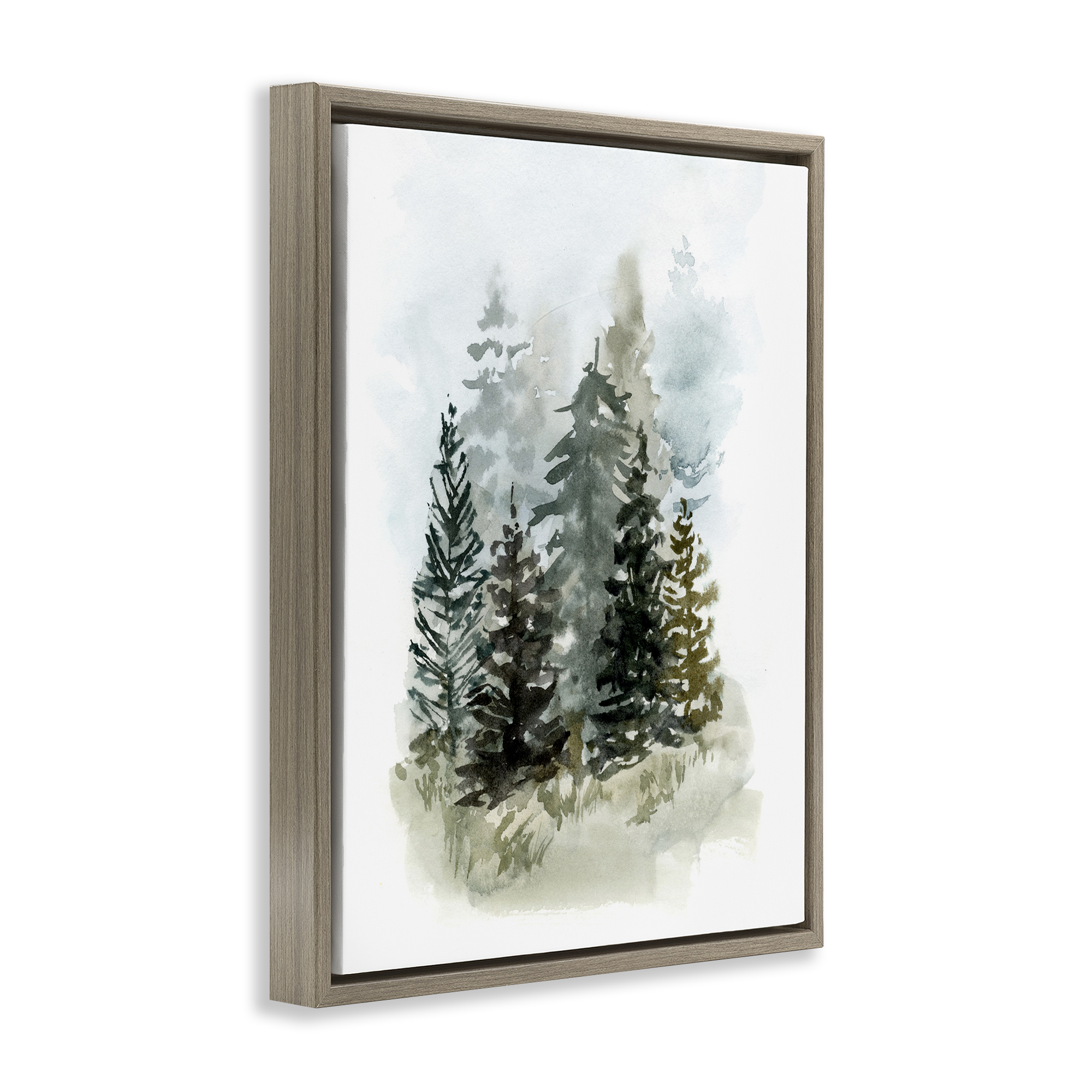 Stupell Industries Layered Forest Trees Botanical & Floral Painting Brown Floater Framed Art Print Wall Art, 17 x 21